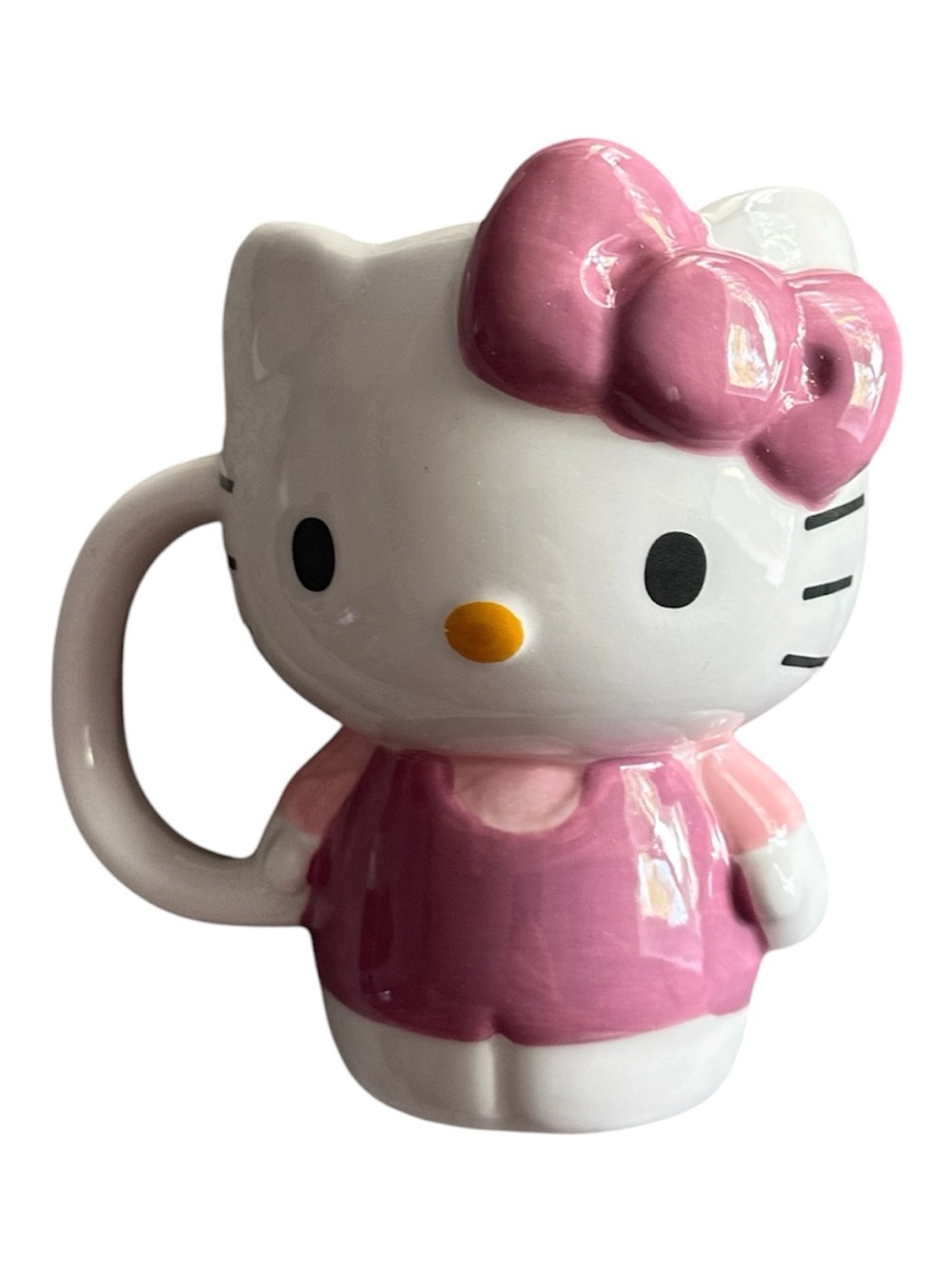 Hello Kitty Pink & White Ceramic Character Mug with Yellow Nose